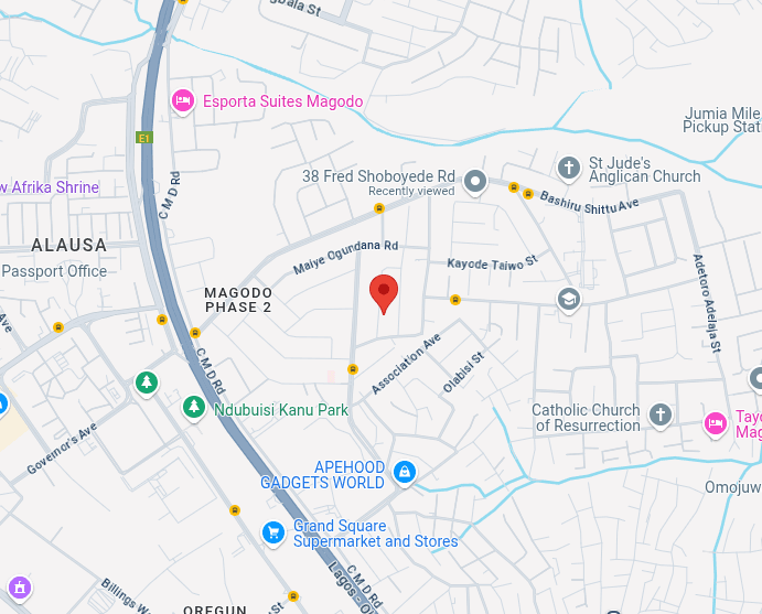 map of 21 Faitai Animashaun Estate, Magodo GRA phase 2 Lagos